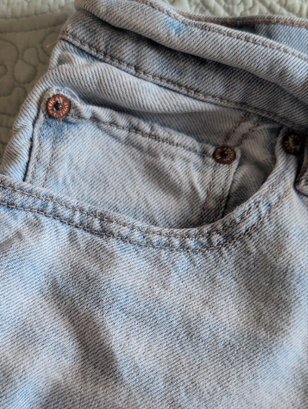American Eagle Outfitters Pale Blue Distressed Denim Shorts - Picture 6 of 9